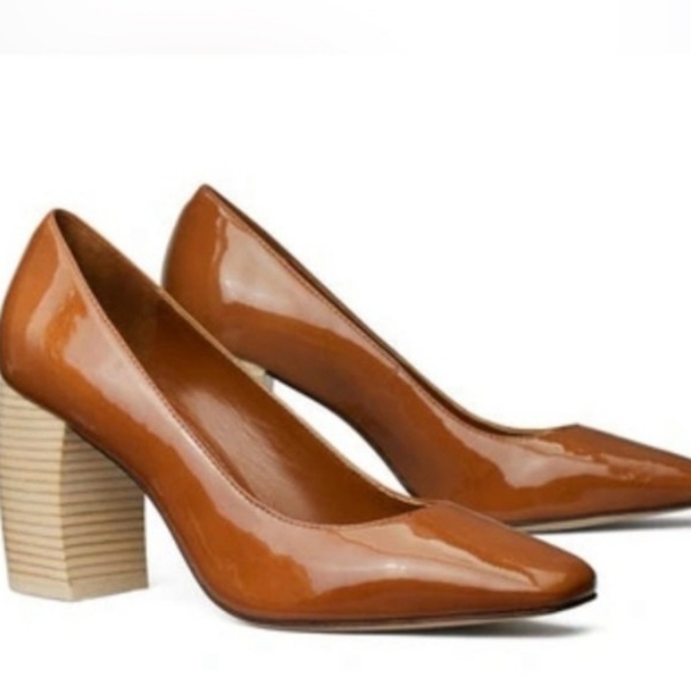 Tory Burch Tan Block Heels Pumps Womens Ladies 6